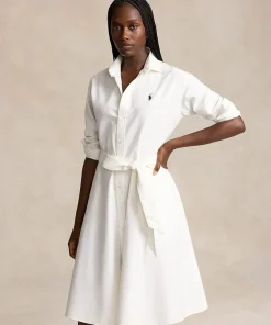 Wimbledon Polo Ralph Lauren Womens Cotton Oxford Shirtdress - White-Women Dresses & Skirts