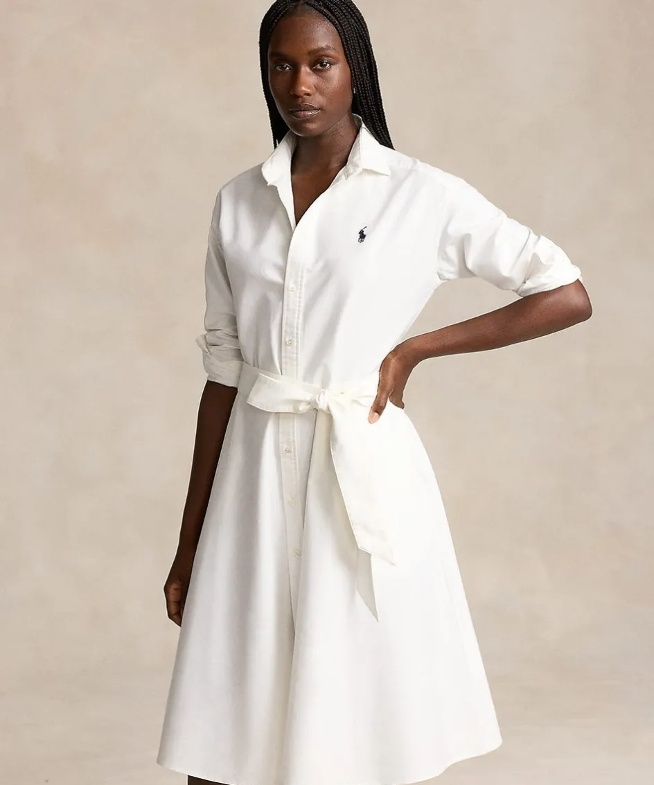 Wimbledon Polo Ralph Lauren Womens Cotton Oxford Shirtdress - White-Women Dresses & Skirts