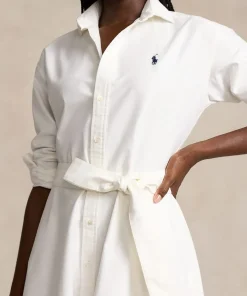 Wimbledon Polo Ralph Lauren Womens Cotton Oxford Shirtdress - White-Women Dresses & Skirts