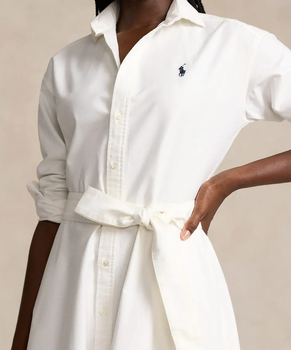 Wimbledon Polo Ralph Lauren Womens Cotton Oxford Shirtdress - White-Women Dresses & Skirts