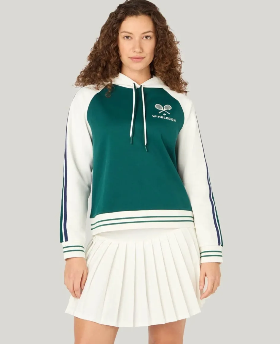 Wimbledon Relaxed Fit Stripe Hoodie in Green-Women Sweatshirts & Hoodies