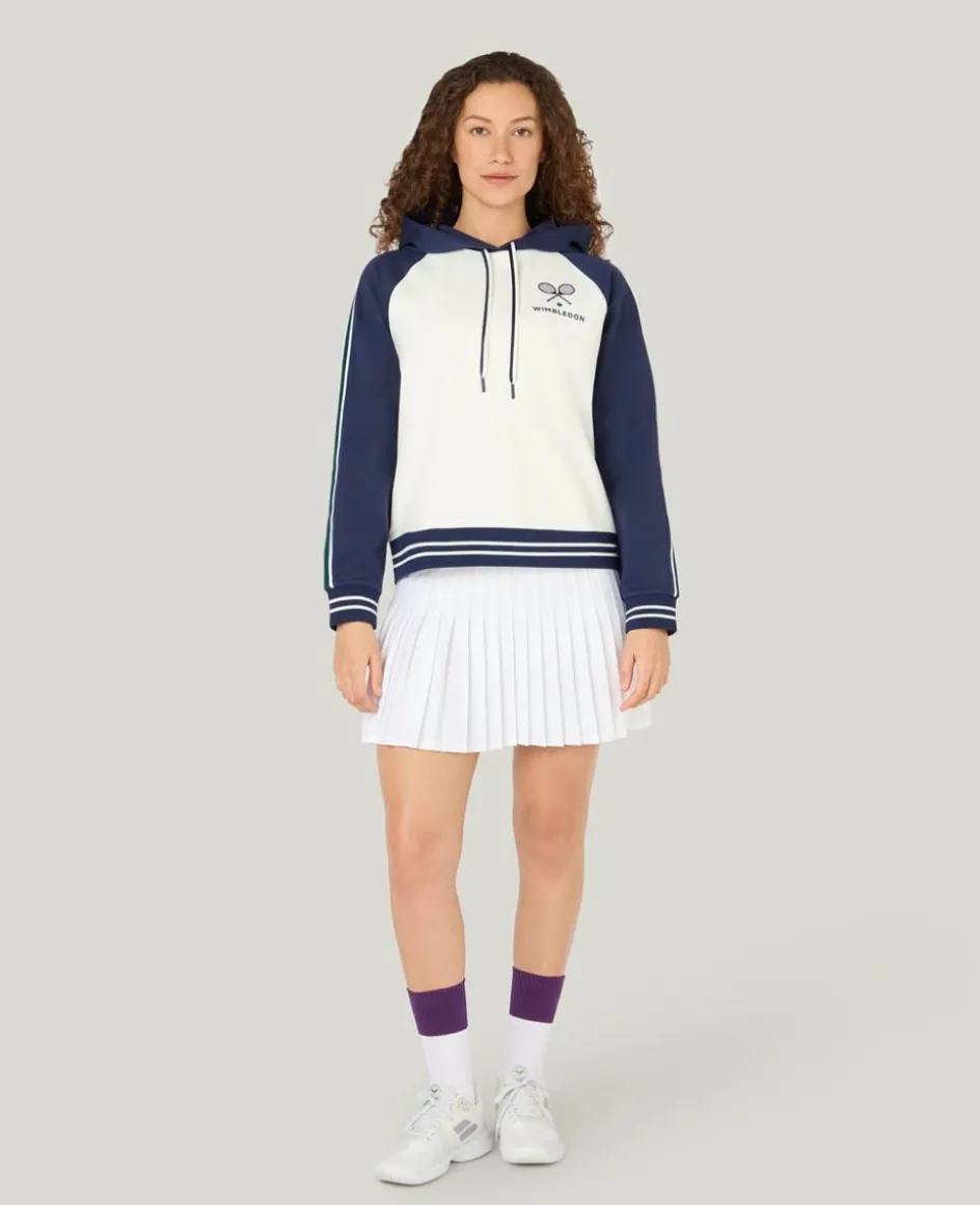 Wimbledon Relaxed Fit Stripe Hoodie in White-Women Sweatshirts & Hoodies