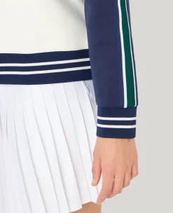 Wimbledon Relaxed Fit Stripe Hoodie in White-Women Sweatshirts & Hoodies
