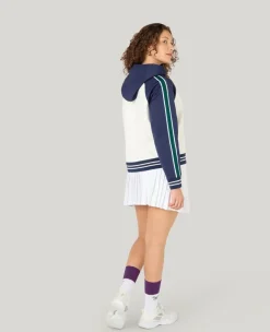 Wimbledon Relaxed Fit Stripe Hoodie in White-Women Sweatshirts & Hoodies