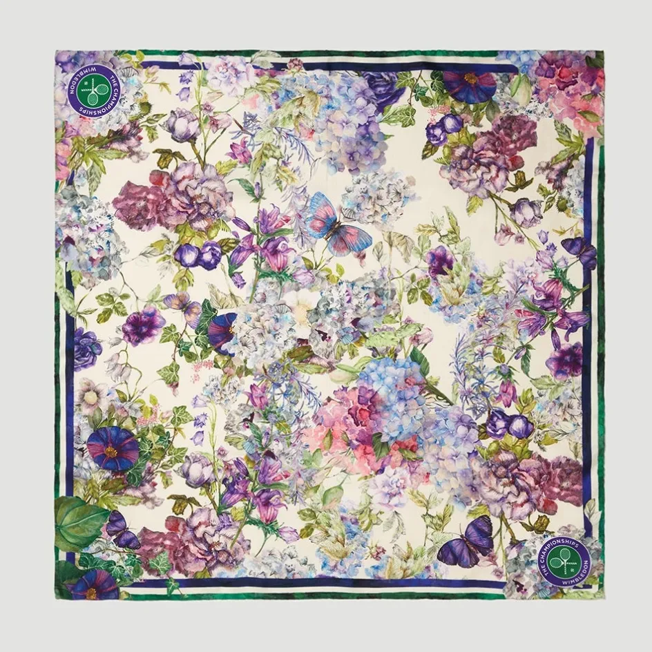 Wimbledon Silk Scarf - Floral- Scarves