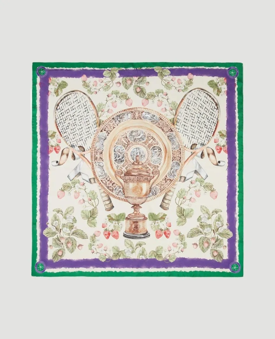 Wimbledon Silk Scarf - Trophy - 70x70-Women Scarves|Accessories