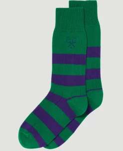 Wimbledon Socks Rugby - Green & Purple-Women Accessories|Accessories