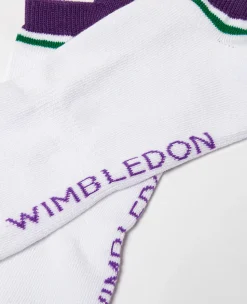 Wimbledon Socks Trainer - White & Purple- Accessories