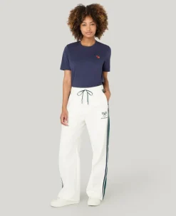 Wimbledon Straight Leg Stripe Track Pants in White-Women Trousers & Shorts