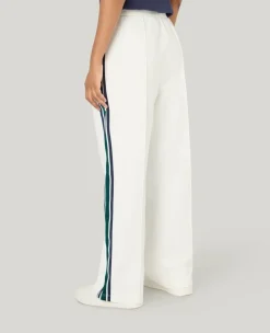 Wimbledon Straight Leg Stripe Track Pants in White-Women Trousers & Shorts
