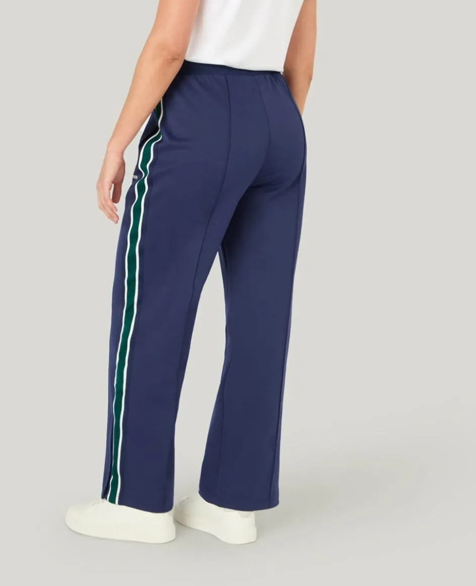 Wimbledon Straight Leg Stripe Track Pants in Navy-Women Trousers & Shorts