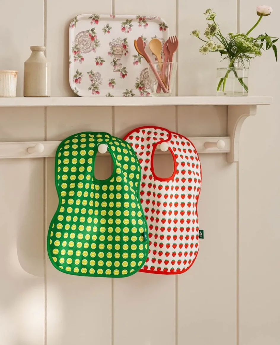 Wimbledon Strawberries & Tennis Balls Cotton Bibs Pack of 2-Kids Bibs