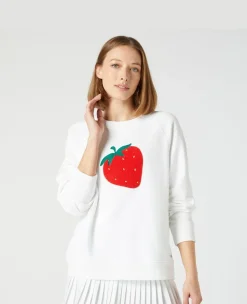Wimbledon Strawberry Icon Sweater in White-Women Sweatshirts & Hoodies