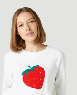 Wimbledon Strawberry Icon Sweater in White-Women Sweatshirts & Hoodies