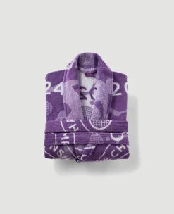 Wimbledon The Championships 2024 Cotton Towelling Robe in Purple- Towels