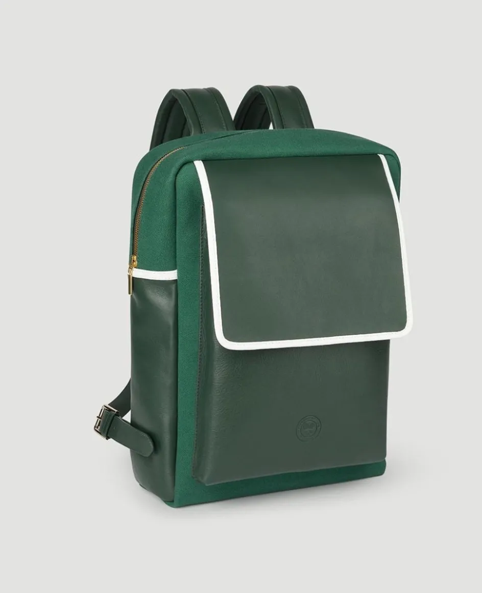 Wimbledon Leather & Canvas Backpack - Botanical- Backpack