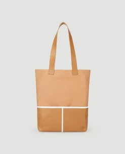 Wimbledon Leather & Canvas Tote Bag - Tan- Tote
