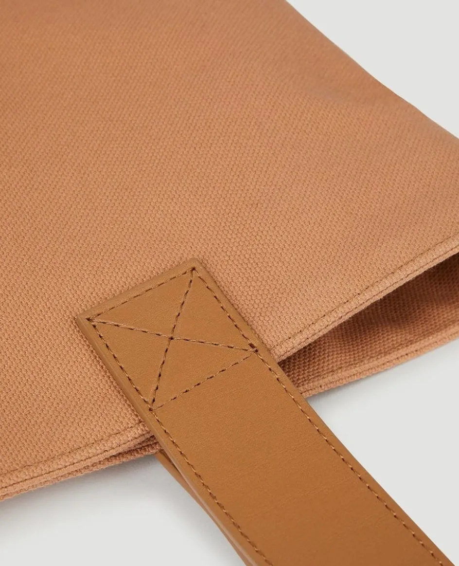 Wimbledon Leather & Canvas Tote Bag - Tan- Tote