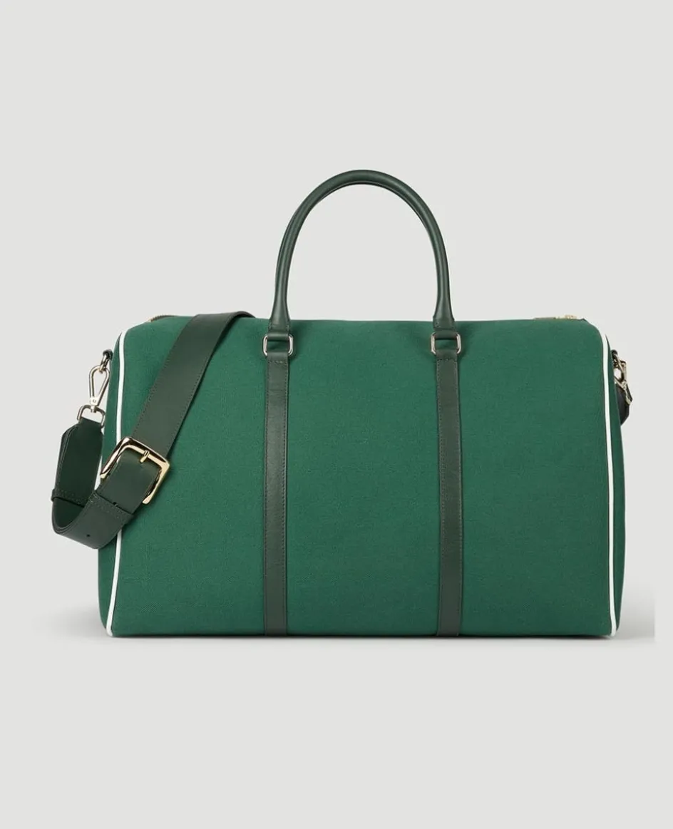 Wimbledon Leather & Canvas Weekend Bag - Botanical- Travel