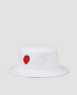 Wimbledon Strawberry Bucket Hat - White- Bucket Hat