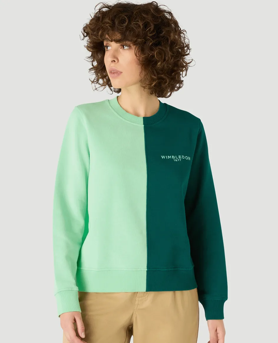 Wimbledon Womens Block Sweatshirt - Green-Women Sweatshirts & Hoodies