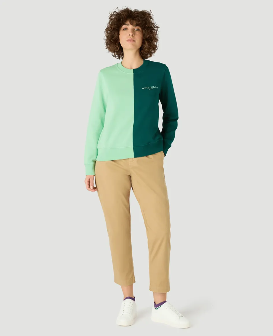 Wimbledon Womens Block Sweatshirt - Green-Women Sweatshirts & Hoodies