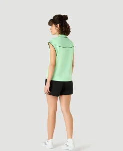 Wimbledon Womens Cap Sleeved Polo - Green-Women Tops & T-Shirts