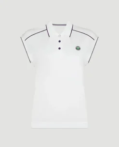 Wimbledon Womens Cap Sleeved Polo - White-Women Tops & T-Shirts|Tops & T-Shirts