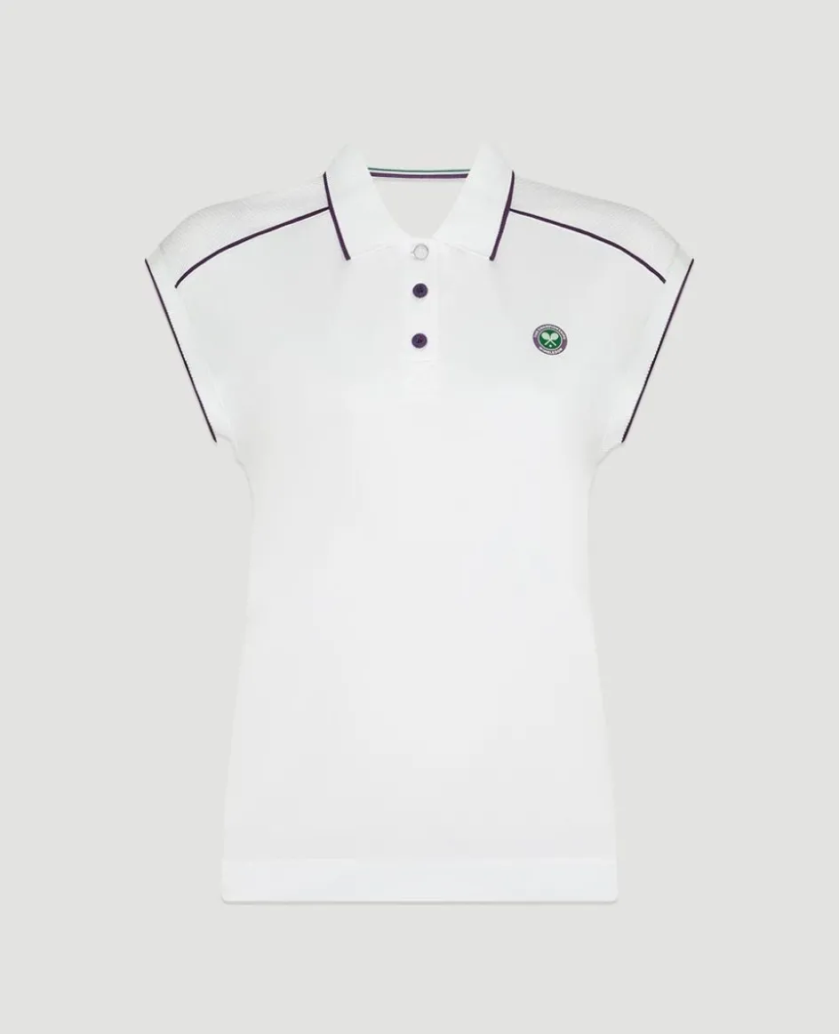 Wimbledon Womens Cap Sleeved Polo - White-Women Tops & T-Shirts|Tops & T-Shirts