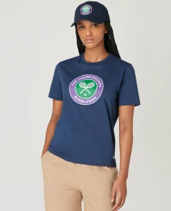Wimbledon Womens Championships Logo T-Shirt - Navy-Women Tops & T-Shirts
