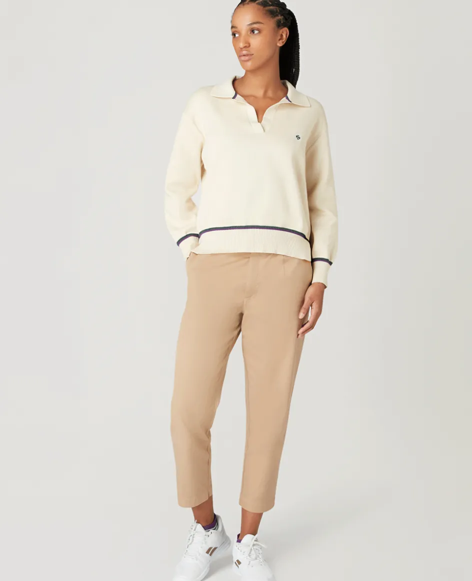 Wimbledon Womens Collared Open Neck Sweater-Women Knitwear