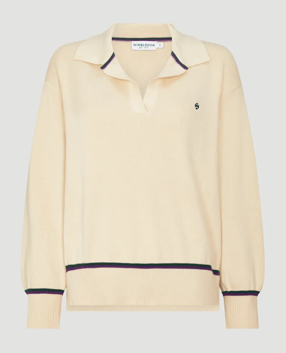 Wimbledon Womens Collared Open Neck Sweater-Women Knitwear