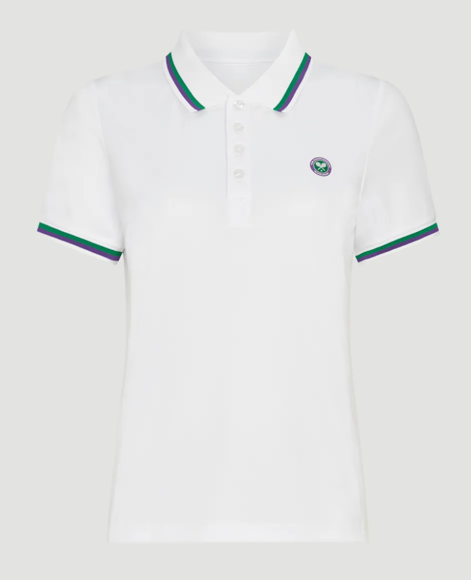 Wimbledon Women's Core Performance Polo - White-Women Tops & T-Shirts|Tops & T-Shirts