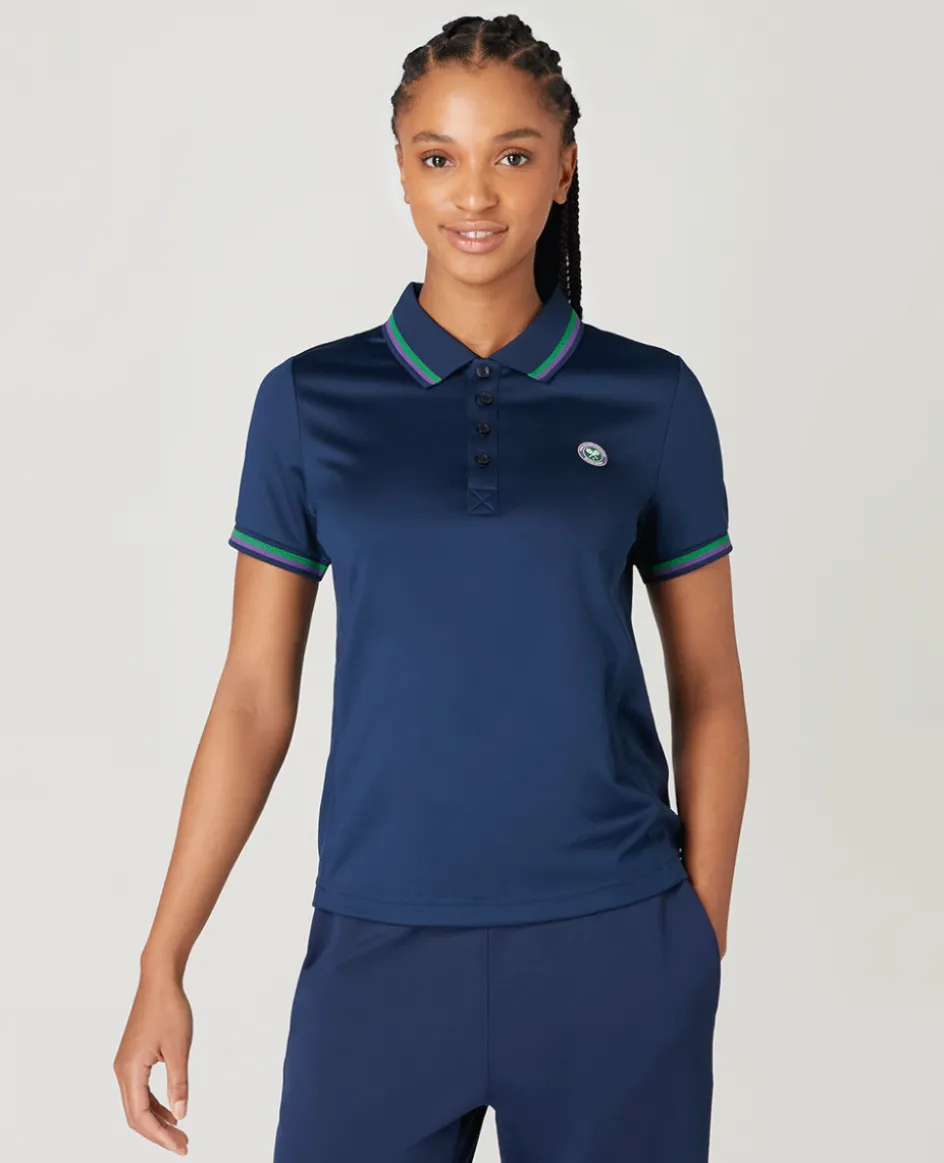 Wimbledon Women's Core Performance Polo - Navy-Women Tops & T-Shirts|Tops & T-Shirts