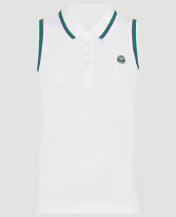 Wimbledon Women's Core Performance Sleeveless Polo - White-Women Tops & T-Shirts|Tops & T-Shirts