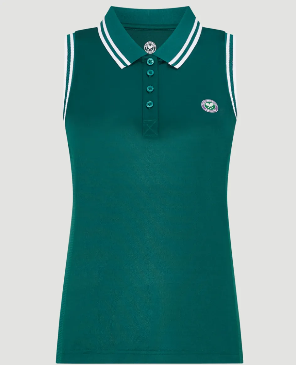 Wimbledon Women's Core Performance Sleeveless Polo - Green-Women Tops & T-Shirts