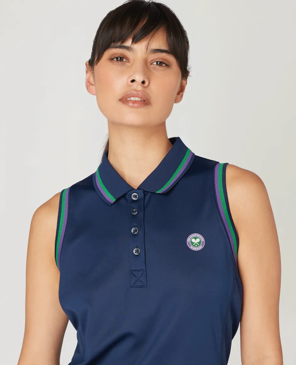 Wimbledon Women's Core Performance Sleeveless Polo - Navy-Women Tops & T-Shirts|Tops & T-Shirts