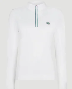 Wimbledon Women's Core Performance 1/4 Zip Training Top - White-Women Sweatshirts & Hoodies|Sweatshirts & Hoodies