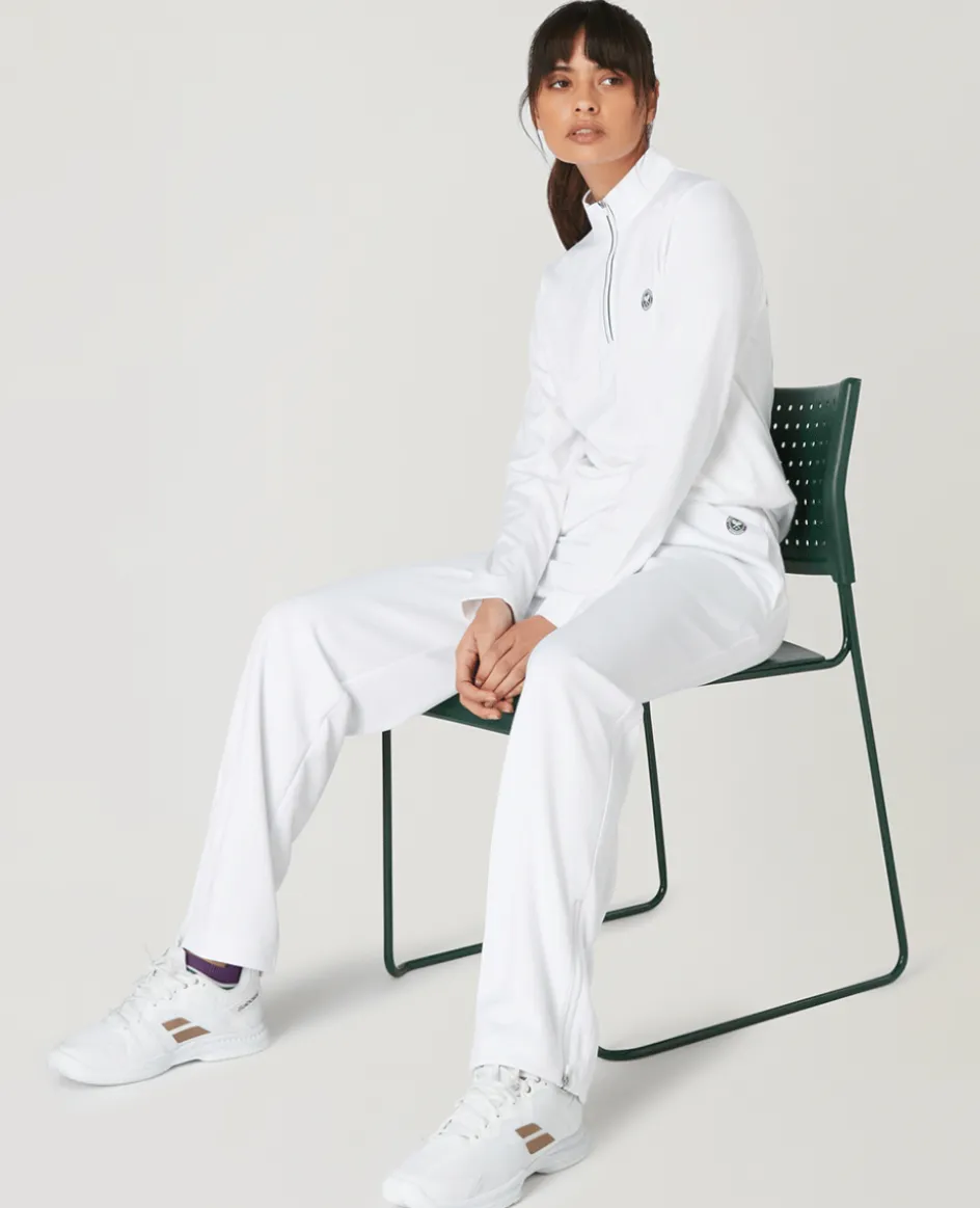 Wimbledon Women's Core Performance 1/4 Zip Training Top - White-Women Sweatshirts & Hoodies|Sweatshirts & Hoodies