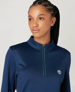 Wimbledon Women's Core Performance 1/4 Zip Training Top - Navy-Women Sweatshirts & Hoodies|Tops & T-Shirts