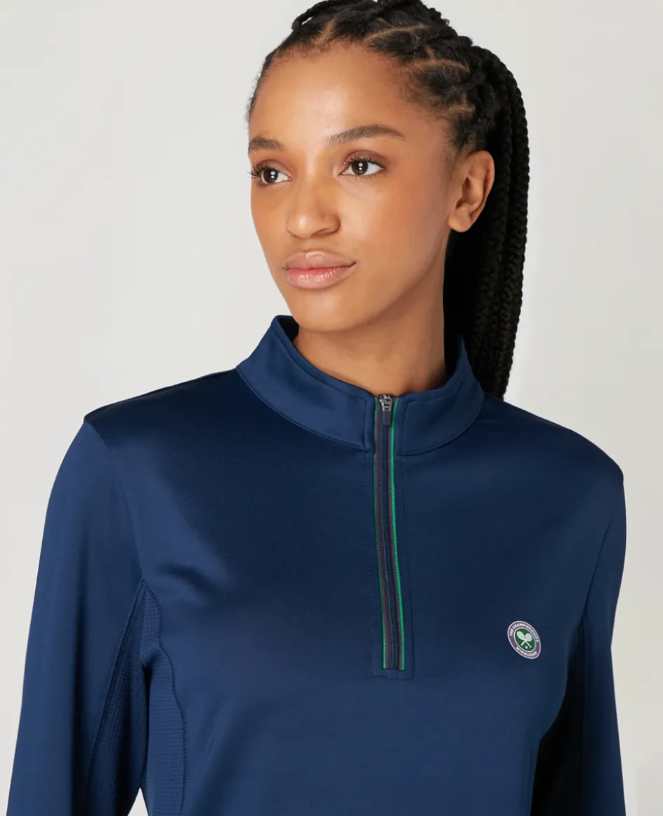 Wimbledon Women's Core Performance 1/4 Zip Training Top - Navy-Women Sweatshirts & Hoodies|Tops & T-Shirts