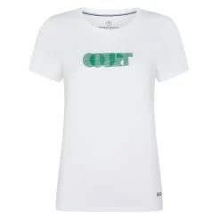 Wimbledon Women's Court Word Cotton T-shirt - White-Women Tops & T-Shirts