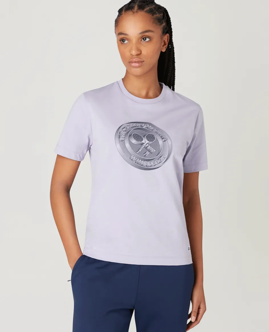 Wimbledon Womens 3D Logo T-Shirt - Lilac-Women Tops & T-Shirts