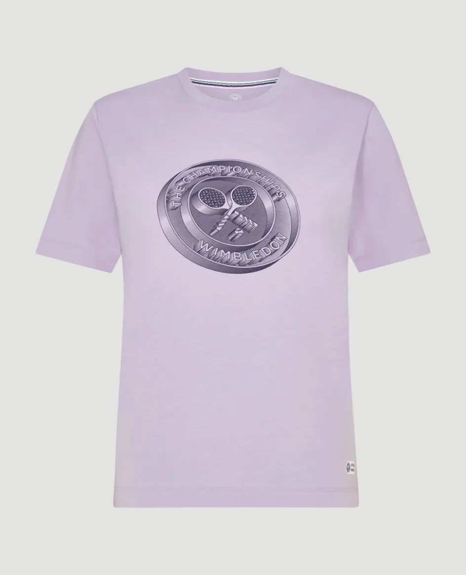 Wimbledon Womens 3D Logo T-Shirt - Lilac-Women Tops & T-Shirts