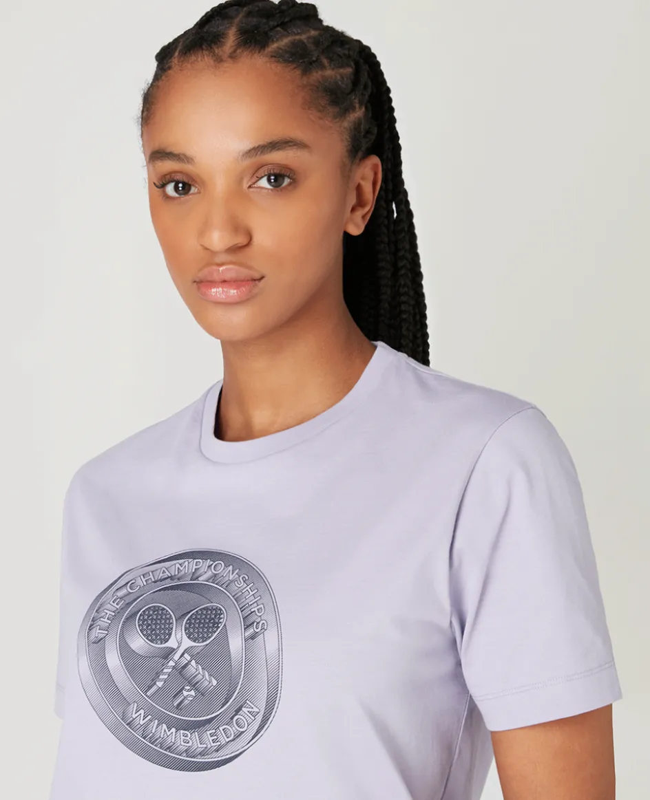 Wimbledon Womens 3D Logo T-Shirt - Lilac-Women Tops & T-Shirts