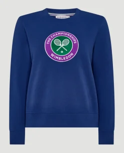 Wimbledon Women's Embroidered Logo Sweatshirt - Navy-Women Sweatshirts & Hoodies