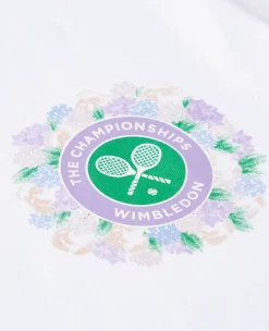 Wimbledon Womens Floral Logo T-Shirt - White-Women Tops & T-Shirts