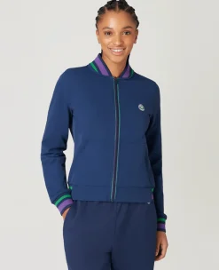 Wimbledon Womens Full Zip Jacket - Navy-Women Sweatshirts & Hoodies|Jackets & Coats