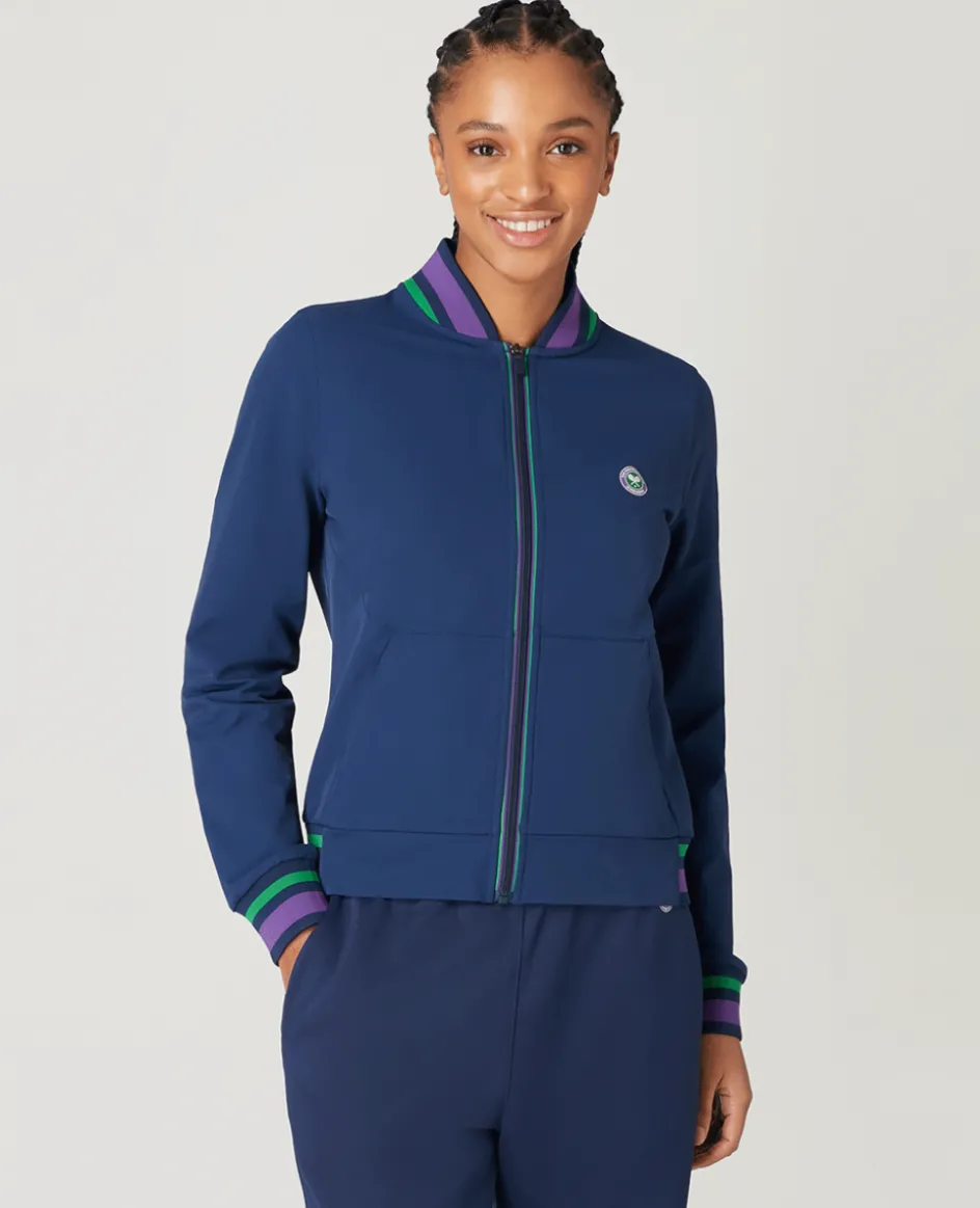 Wimbledon Womens Full Zip Jacket - Navy-Women Sweatshirts & Hoodies|Jackets & Coats