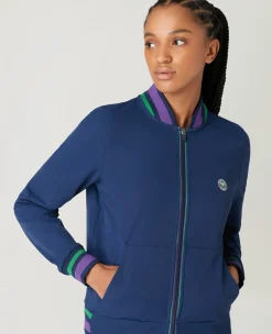 Wimbledon Womens Full Zip Jacket - Navy-Women Sweatshirts & Hoodies|Jackets & Coats